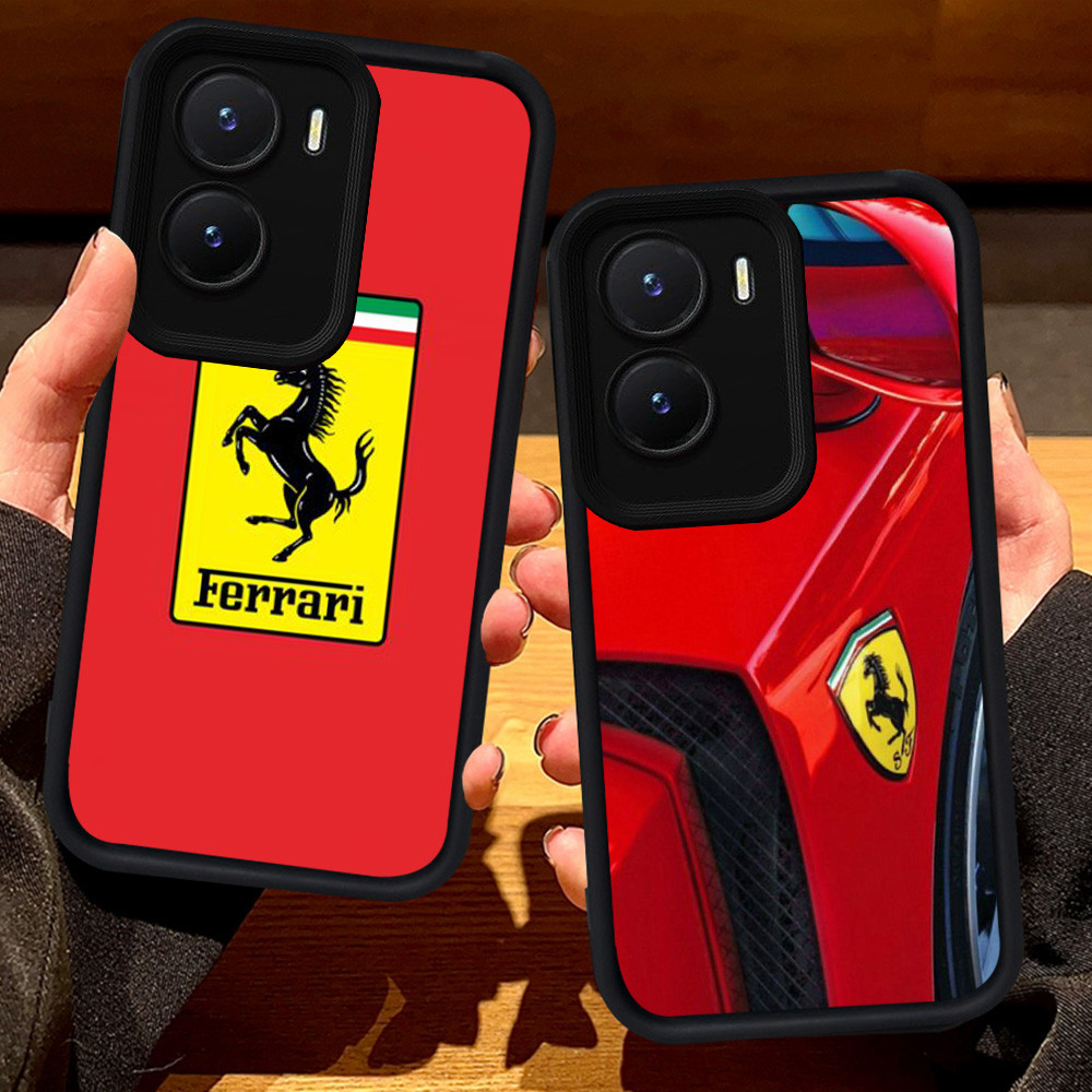 S43 Ferrari เคสสําหรับVIVO Y75 Y01 T4 IQOO 13 Z10 Z9 Y55 Y22s Y22 Z9X Y15s Y15a Y35 Y16 Y56 5Gสีดํา