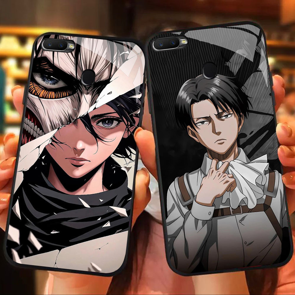 MK-7 Attack on Titan Liquid HD Glass Casing สําหรับ OPPO A7 A12 A12S A11K A5S F9 F7 F5 Realme 2 Pro