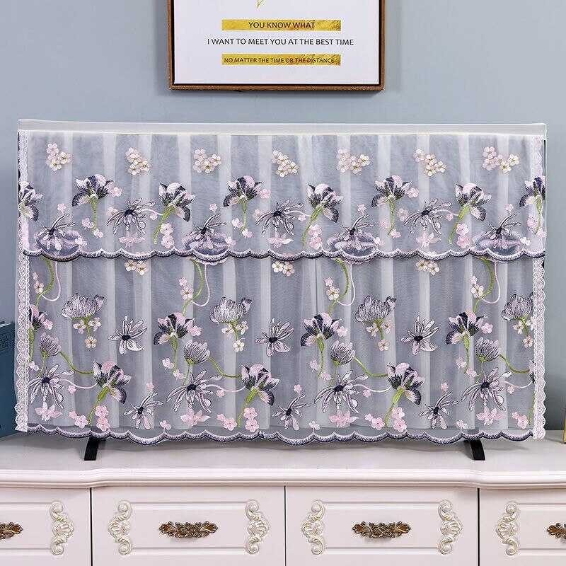1 Hot Sale, Beautiful Practical Dust Cover, Lace LCD Curved Screen Cover For 32-75 Inches TV