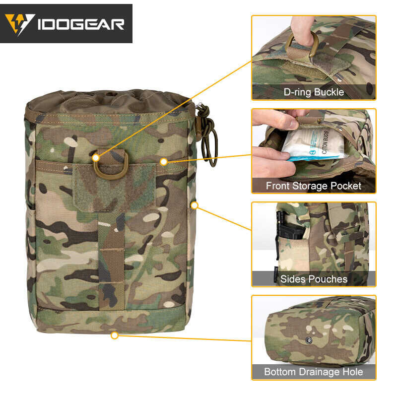 ❤ IDOGEAR Tactical Foldable Recycling Bag Dump MOLLE Laser Cut Drop Quick Release Hook & Loop