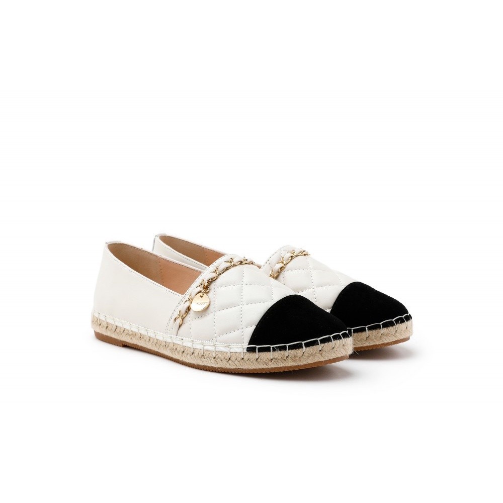 Pazzion 2002-1A BEIGE COLLOUR BLOCKED CHAINED ESPADRILLES