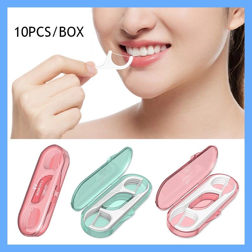 tk 10 Pcs/box Floss Toothpick Set Interdental Brush Dental Floss Pick Portable Toothpick Floss Teet