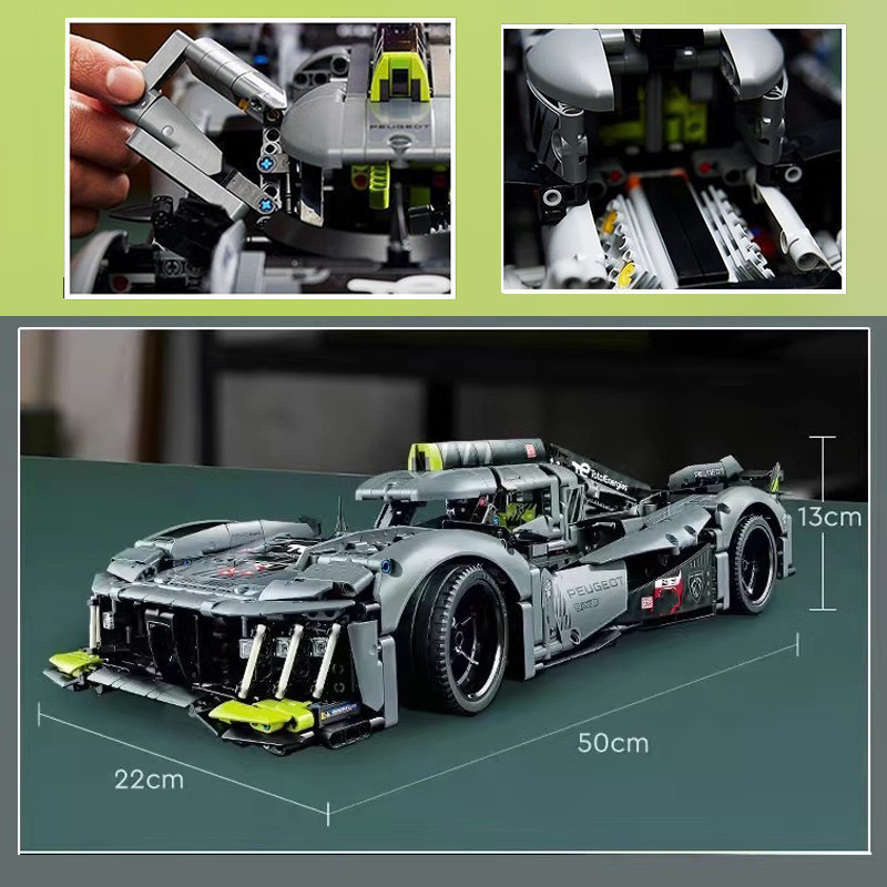 1775pcs Lego 42156 PEUGEOT 9X8 24H Le Mans Hybrid Hypercar Building Block Technic รถอิฐของเล่นสําหร