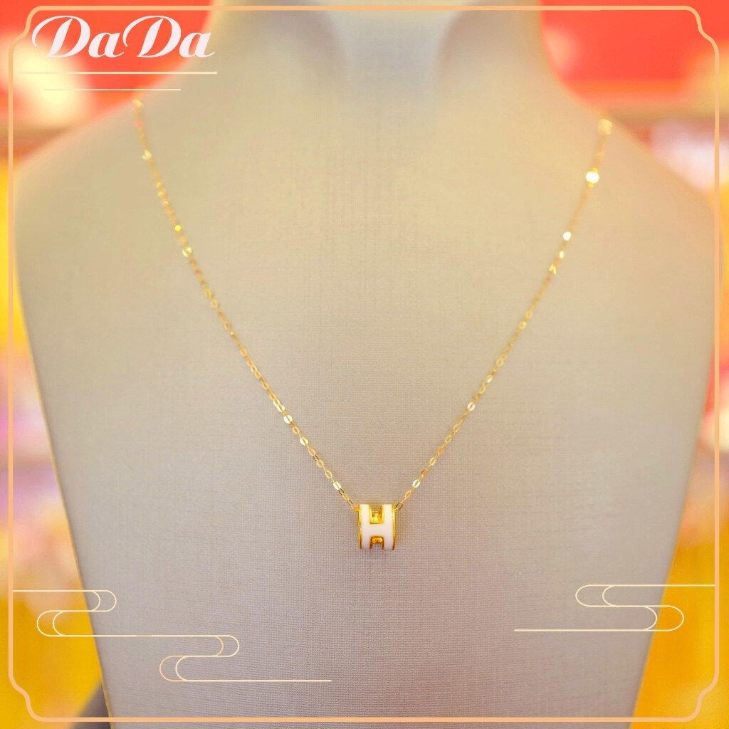 สร้อยคอ จี้รูปตัว H ทอง 99.99% 0.5 กรัม 18K สําหรับของขวัญวันวาเลนไทน์