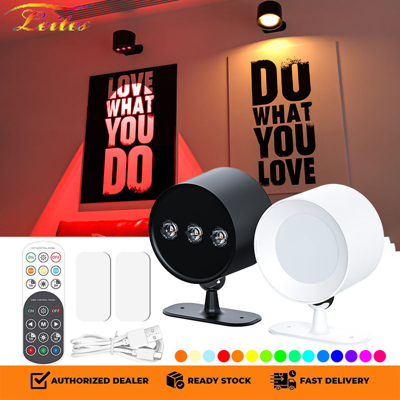 RGB โคมไฟติดผนัง LED แม่เหล็กติดผนังหรี่แสงได้ ไฟข้างเตียง ไฟ LED สองสี ชาร์จ USB สำหรับห้อง ไฟตกแต่งห้อง