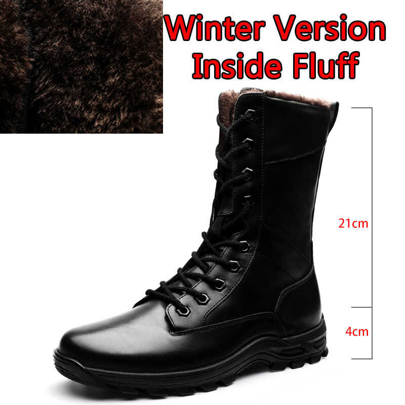 8 SURGUT High Top Style Snow Warm Men Lace Up Tactical Brand Fashion Winter Ankle Boots Leathe