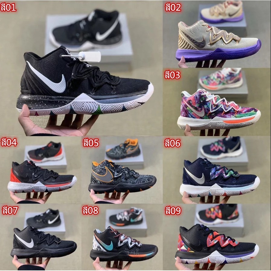 opi ♞,♘,♙Nike(ไนกี้) Kyrie 5 Nike Owen 5 รุ่นสีขาวชื่อร่วมสีดำสีเขียวพิษรองเท้าผู้ชายต่อสู้กีฬาและร