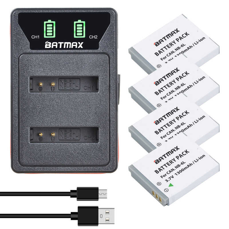 NB-6L c NB 6L NB-6LH Battery + LCD Dual USB Charger With Type c Port for Canon IXUS 310 SX240 SX2