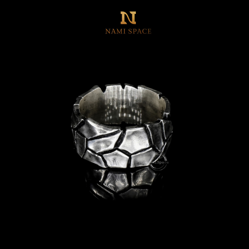 แหวนเงิน Nami Space s925 สําหรับผู้ชาย/ผู้หญิง Cracked Stone RT002