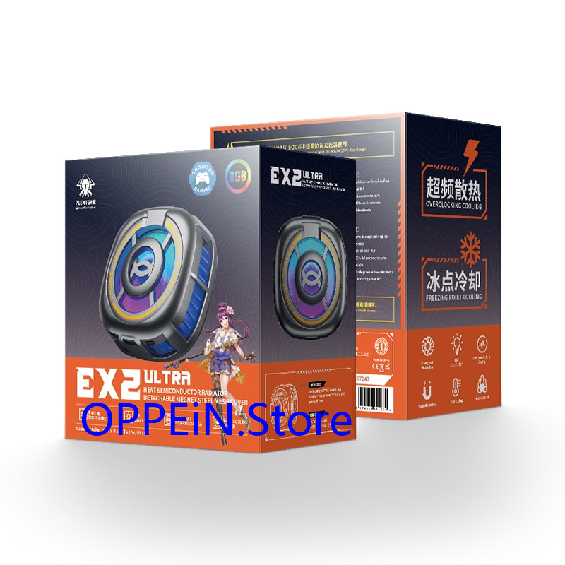 Plextone EX2 Ultra พัดลมระบายความร้อน RGB แบบแม่เหล็ก ถอดออกได้ สําหรับโทรศัพท์มือถือ EX2 Pro