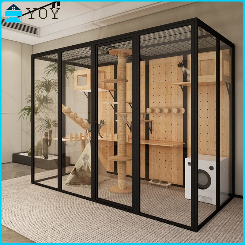 DFVA กระจกห้องพาโนรามา Villa Cattery Cage Pet Shop บ้านแมว ตั้งโชว์ขนาดใหญ่ (YOY) (YOY) (YOY) (YOY) 