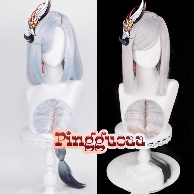 Genshin Impact Shenhe Cosplay Wig 95cm/100cm Long Pre Braided Heat Resistant Synthetic Wigs
