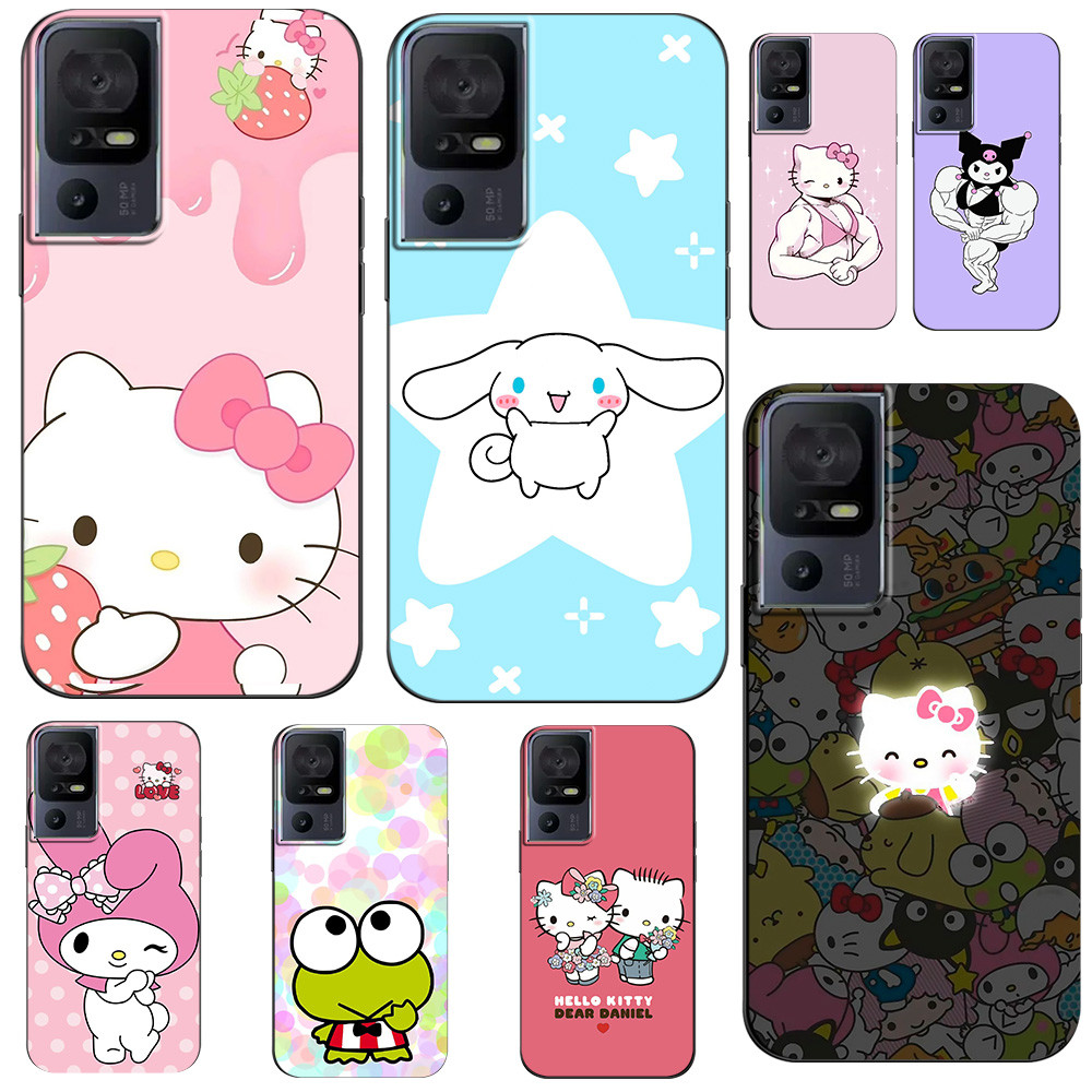 เคสโทรศัพท์สําหรับ Tcl 40 Se ความงามสําหรับอะนิเมะน่ารักสีชมพูสีดํา Hello Kitty สีม่วง Kuromi Jibbit