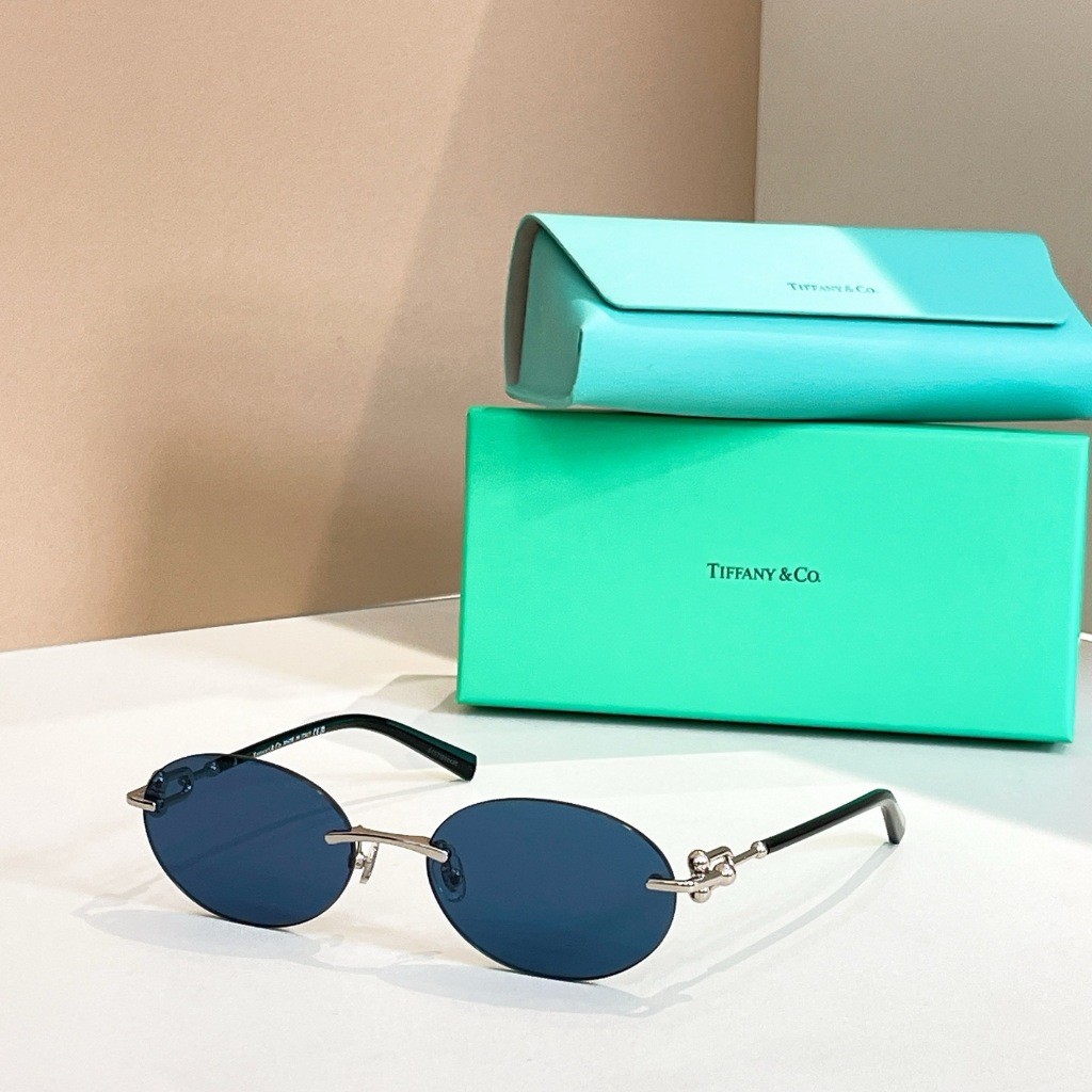 ♞,♘,♙[คุณภาพสูง] แว่นกันแดด TF3104D แบบโลหะ Cat Eye Shape Frameless ป้องกัน UV400 สำหรับท่านชายและห