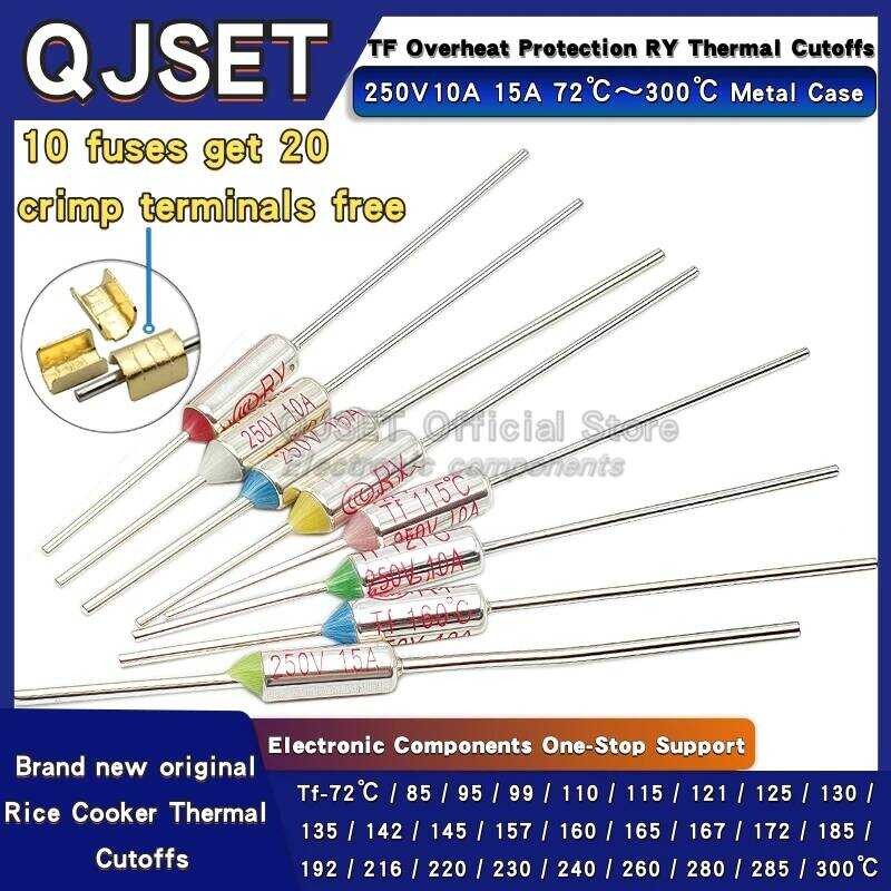 TF ฟิวส์ความร้อน 10 ชิ้น RY 10A 15A 250V อุณหภูมิ 72C 85C 99 110 121 125 142 157 160 165C 172C 185C