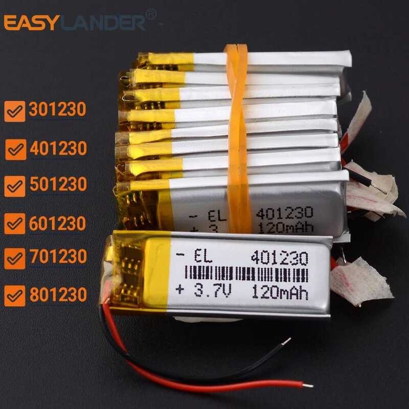 3.7V 10 ชิ้น/ล็อต 230mAh701230 แบตเตอรี่ลิเธียมไอออนโพลีเมอร์แบบชาร์จได้301230401230501230601230