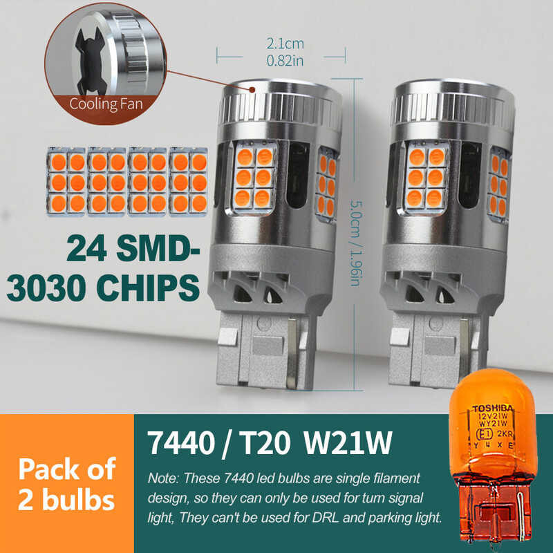(2 Pcs) Canbus Error Free Turn Signal Light Lamp No Hyper Flash T20 7440 W21w 1156 P21w Py21w Bau15