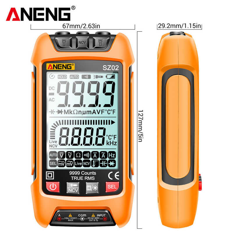 ❤ ANENG Sz02 9000 นับอัตโนมัติช่วง True RMS ดิจิตอลมัลติมิเตอ