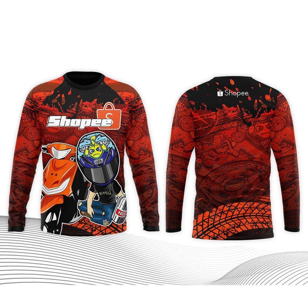 Shopee Rider แขนยาว Shopee Thai Motorcycle Riders แขนยาว Full Sublimation แขนยาว