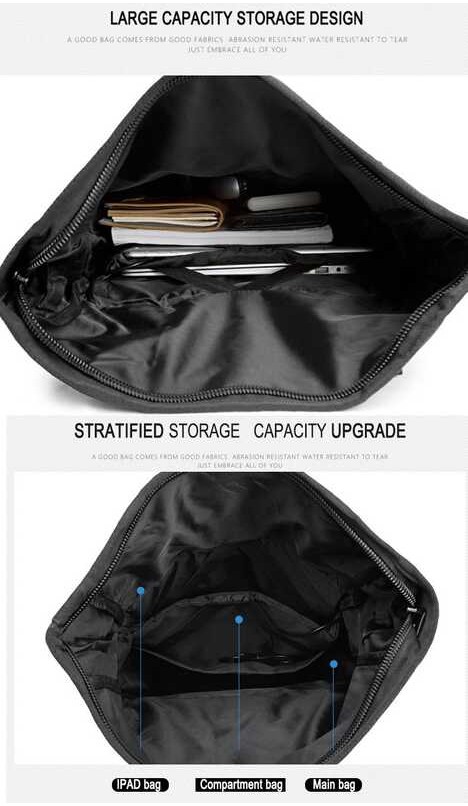 New OZUKO Men Backpack Multifunction USB Charging Laptop Bag Fashion Schoolbag