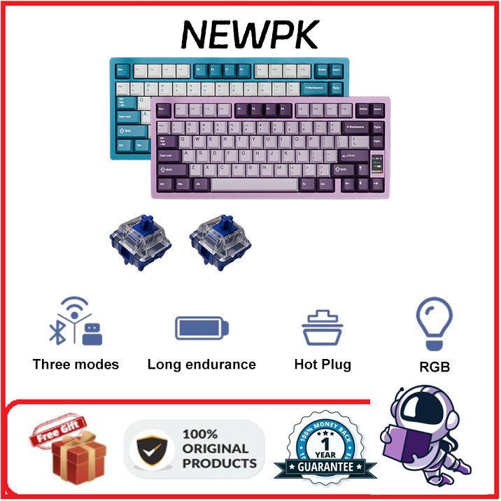 Chilkey nd75 คีย์บอร์ดไร้สายสามโหมด RGB ปลั๊กร้อนพร้อมหน้าจอ