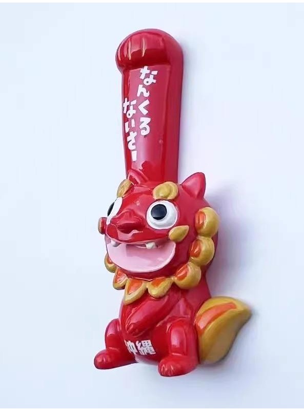 ญี่ปุ่น Ryukyu Lion Magnet ตู้เย็นสติกเกอร์ Okinawa Mascot ข้อความสติกเกอร์งานฝีมือตกแต่งบ้าน