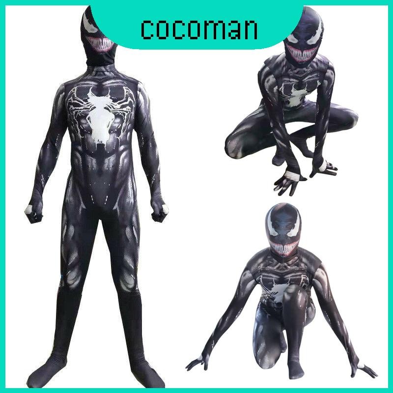 Venom Spider-man ชุดจั๊มสูทเครื่องแต่งกายซูเปอร์ฮีโร่คลาสสิกพร้อมตะเข็บที่สมบูรณ์แบบเหมาะสําหรับการเฉลิมฉลองเด็กผู้ใหญ่และ