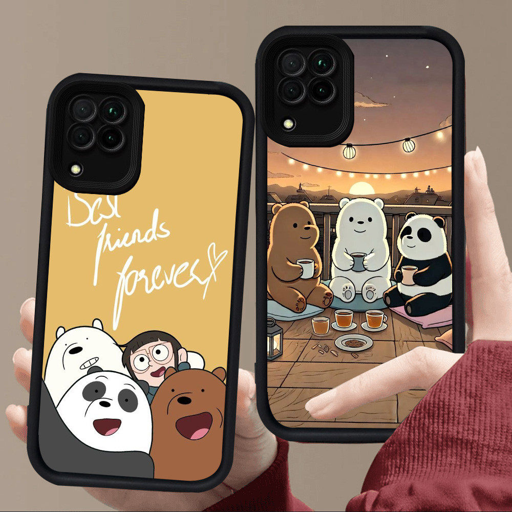 E99 We-Bare-Bear สําหรับซิลิโคนสีดํา Samsung J2 M04 A04 A06 J7 Prime A05 A12 A04E A22 F04 Pro 5G