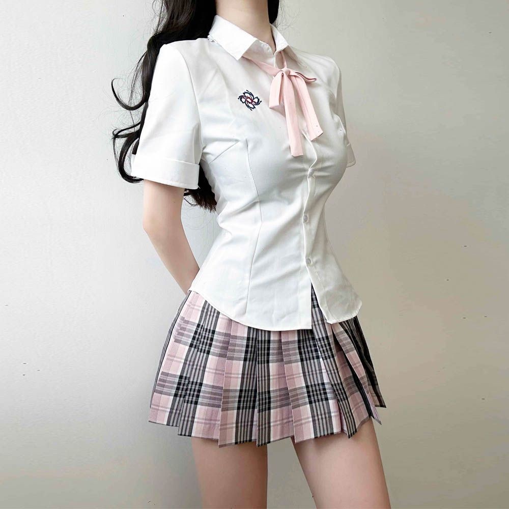 Liuli Meow 【 Xiao G 】ของแท้ JK JK Hugging Shirt Slim Top Academy สาวร้อนสไตล์กระโปรงสไตล์ Pure