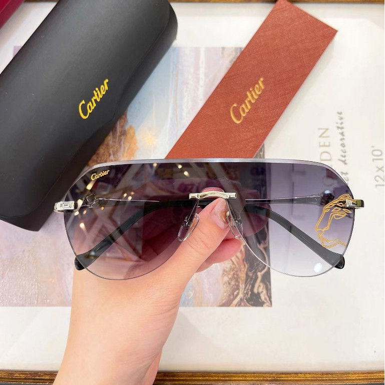 [คุณภาพสูง] Cartier CT0281O แว่นตากันแดดแฟชั่น ป้องกันรังสีอัลตราไวโอเลต ไร้กรอบ สําหรับผู้ชาย