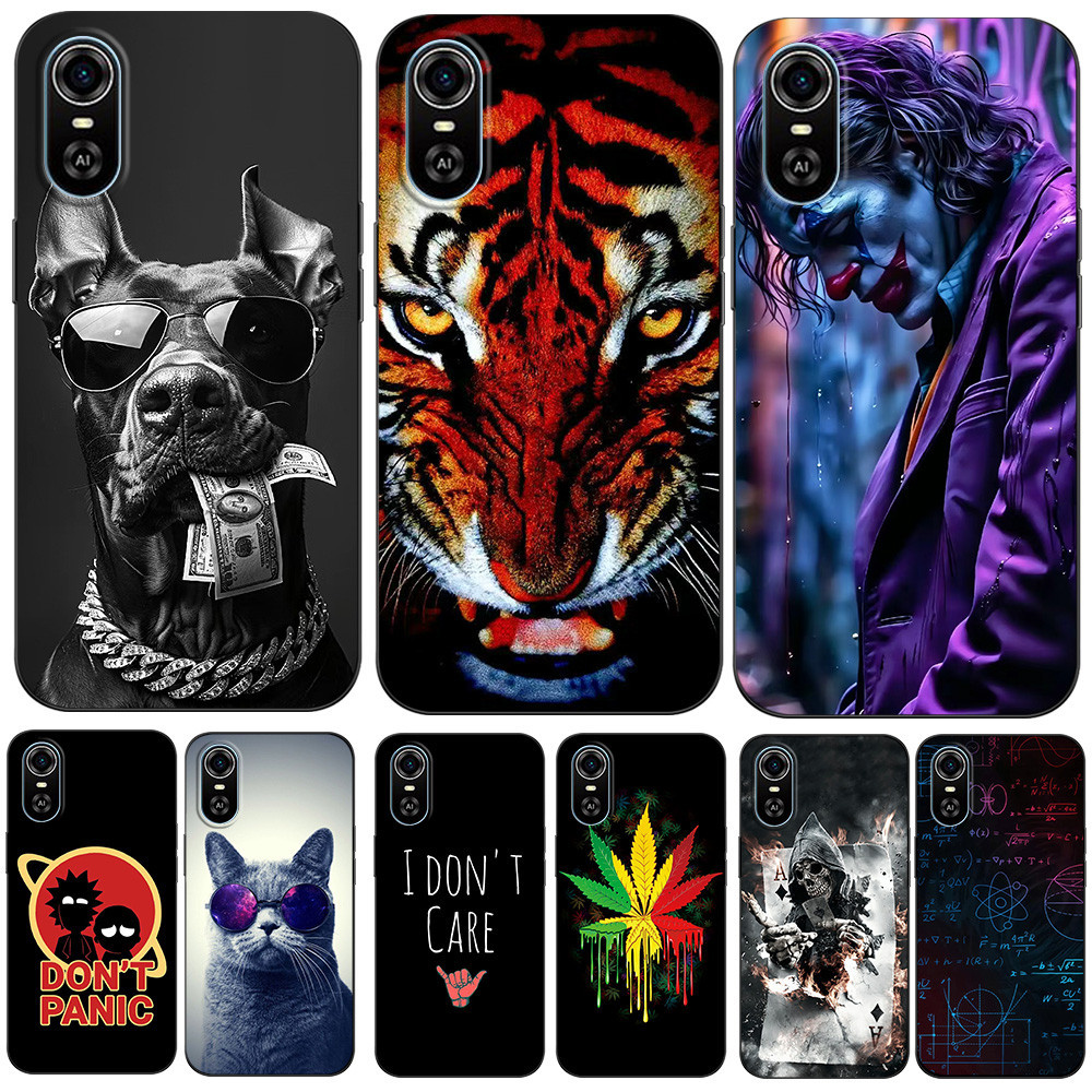 สําหรับ ZTE Blade A31 PLUS กลับฝาครอบโทรศัพท์ป้องกันซิลิโคนนุ่มสีดํา Tpu เสือดาว Joker เรือใบเด็กสาว