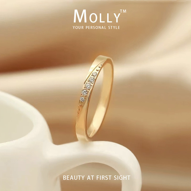 สแตนเลส Tiny Zirconia แหวนสําหรับผู้หญิง Non Tarnish Gold Plated Hypoallergenic Minimalist แฟชั่นเครื่องประดับ