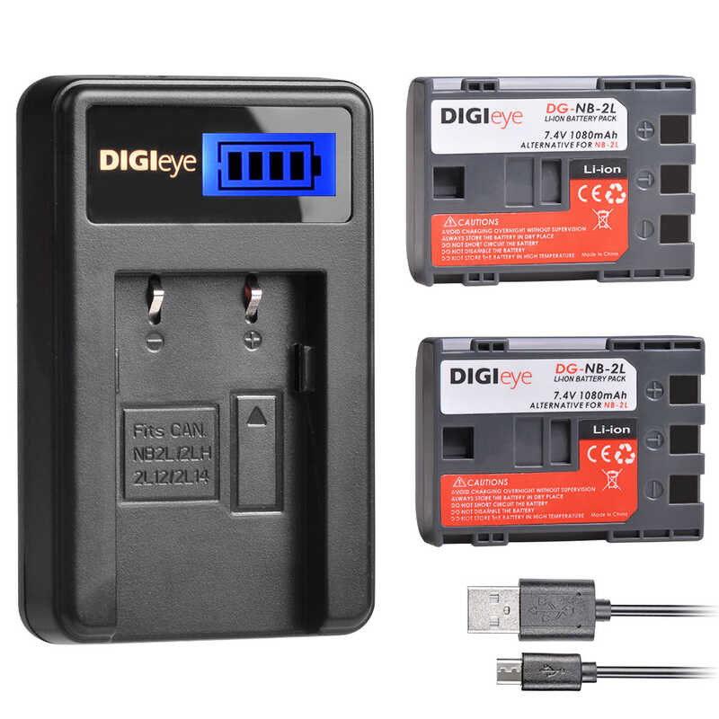 NB-2L e NB-2LH Battery + LCD Display USB Charger for Canon PowerShot G7 G9 VIXIA R10 HF R100 EOS