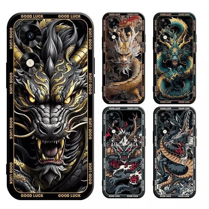 สําหรับ Vivo IQOO Z9 Z10 Z10X Z9X Turbo 13 + Neo 9 11 10 9S Pro V70 FE Z7X V30 Y100 Y03 Y18 Y03T 5G TH1 สีดํานุ่มเคสโทรศัพท์Matteมังกรตรง
