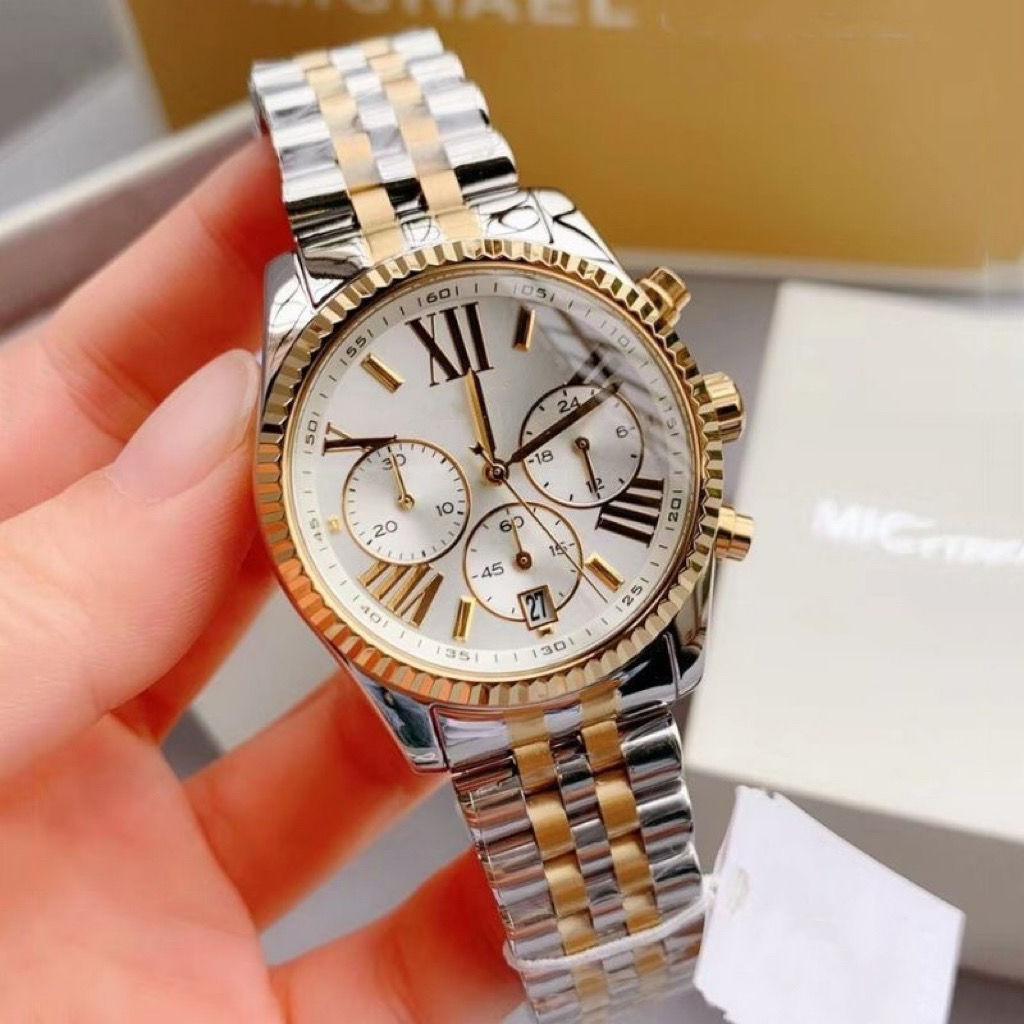 ยุโรปอเมริกันนาฬิกาข้อมือสามตารอบมัลติฟังก์ชั่น 38 45 มม.นาฬิกาผู้ชายผู้หญิง MK5955 5556 8286 8344