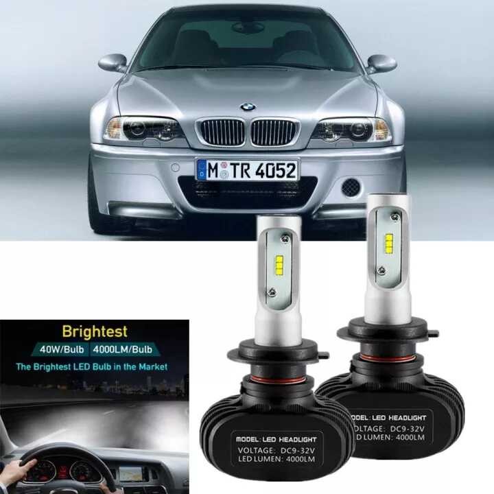 々 For 3-Ser (E46) Year 1998 - 2005 Pair Bulbs H7 LED Headlight 80W 8000Lm 6000K White Head Light