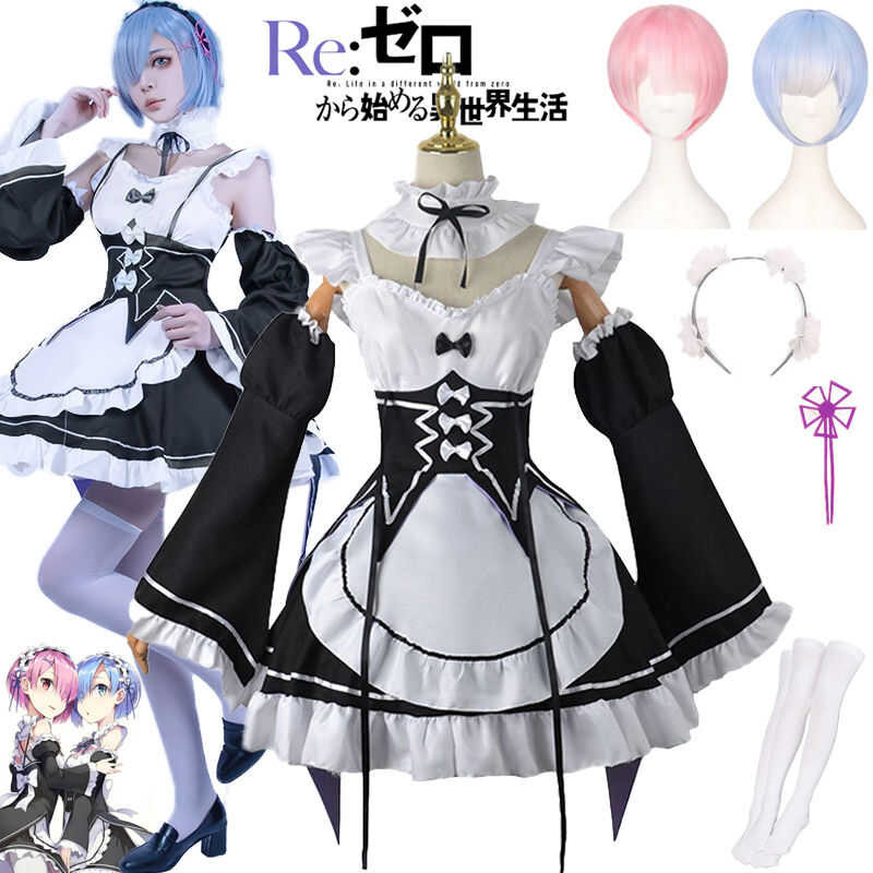 Anime Re:Zero Cosplay Costume For Women Rem Ram Maid Uniform Dress Sets Japanese Lolita Cosplay Dre