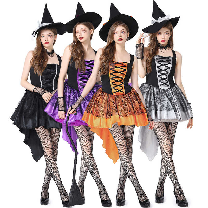 5 Size Adult Women Halloween Costume Vampire Cosplay Costume Set Witch Costume Set Stage Play Prete