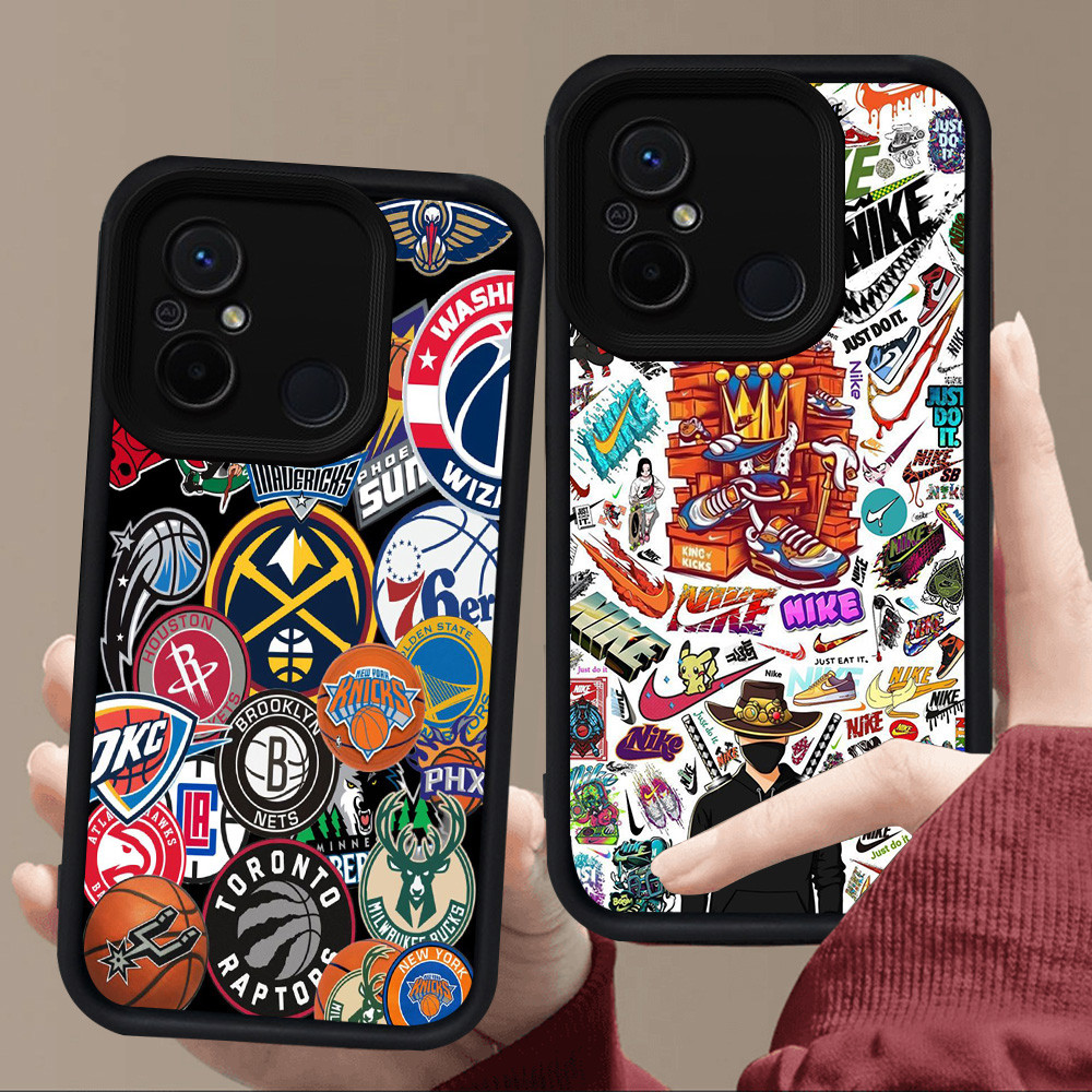 E114 แฟชั่นบาสเกตบอลสําหรับซิลิโคนสีดํา Xiaomi Redmi POCO M3 M4 A1 C55 A2 12C C65 9A 9T 9C 10C A5 C7