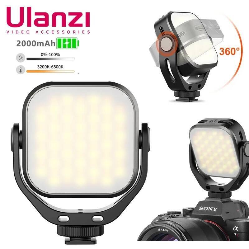 ULANZI VL66 Bi-Color Mini Led Video Light 360° หมุนได้ 2500-6500K CRI95+ ชาร์จ 2000mAh เติมแสงสําหรั