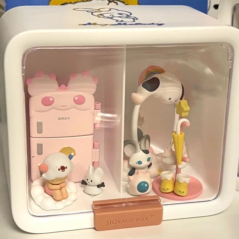 dimoo display box qunar series blind box storage box ออกไปข้างนอกด้วยกัน ขาตั้งจอแสดงผลเดสก์ท็อป ข้