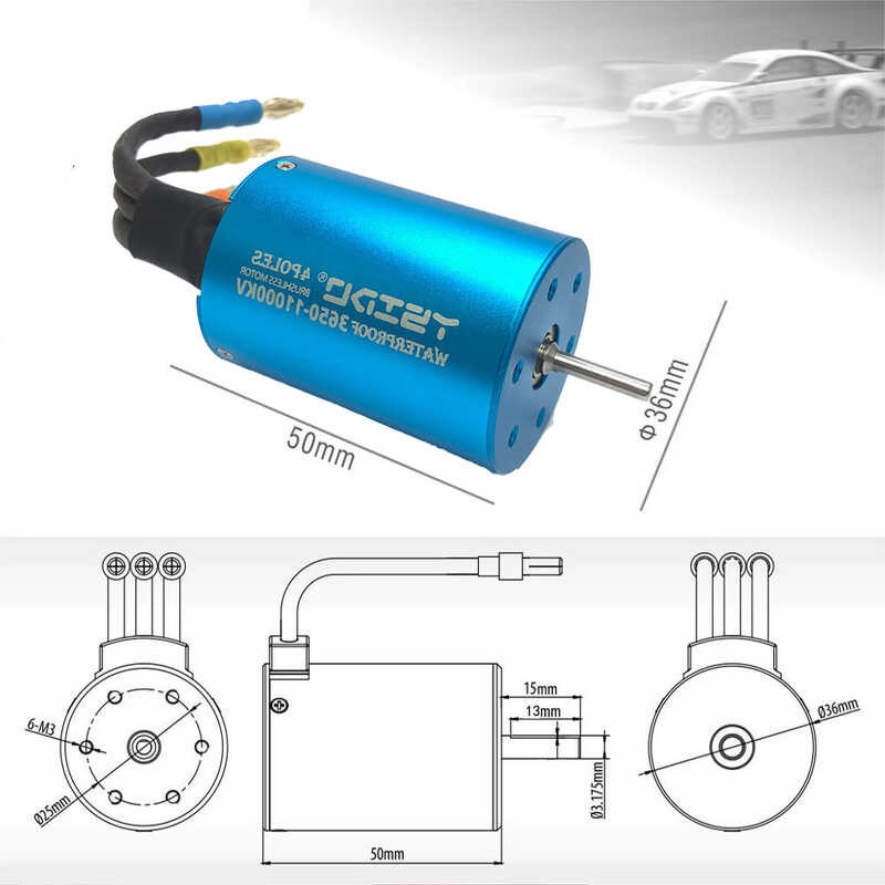 ➧ YSIDO กันน้ำ 3650 1850Kv 3600Kv 4500Kv 5400Kv 9500Kv 11000Kv มอเตอร์ไร้แป