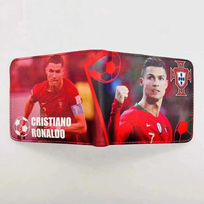 Color HD Printing Two-Fold Zipper PU Wallet Football Basketball Clubs Star Soccer Fan Gift