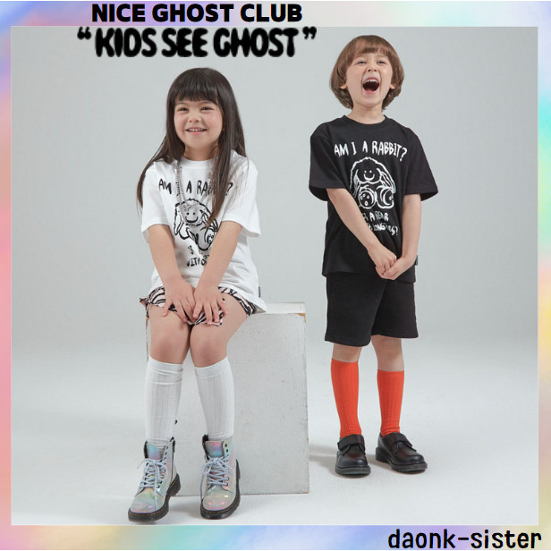 [ Nice GHOST CLUB KIDS ] เสื้อยืด ลาย KIDS RABBIT OR BEAR (unisex) - 2 สี เกาหลี ของแท้ 100%