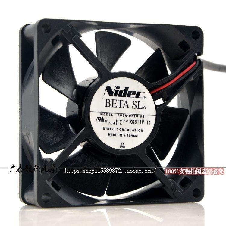 Nidec Nidec D08A-05TU 8025 8CM 5V 0.46A Double Ball พัดลมปริมาณอากาศขนาดใหญ่สุด
