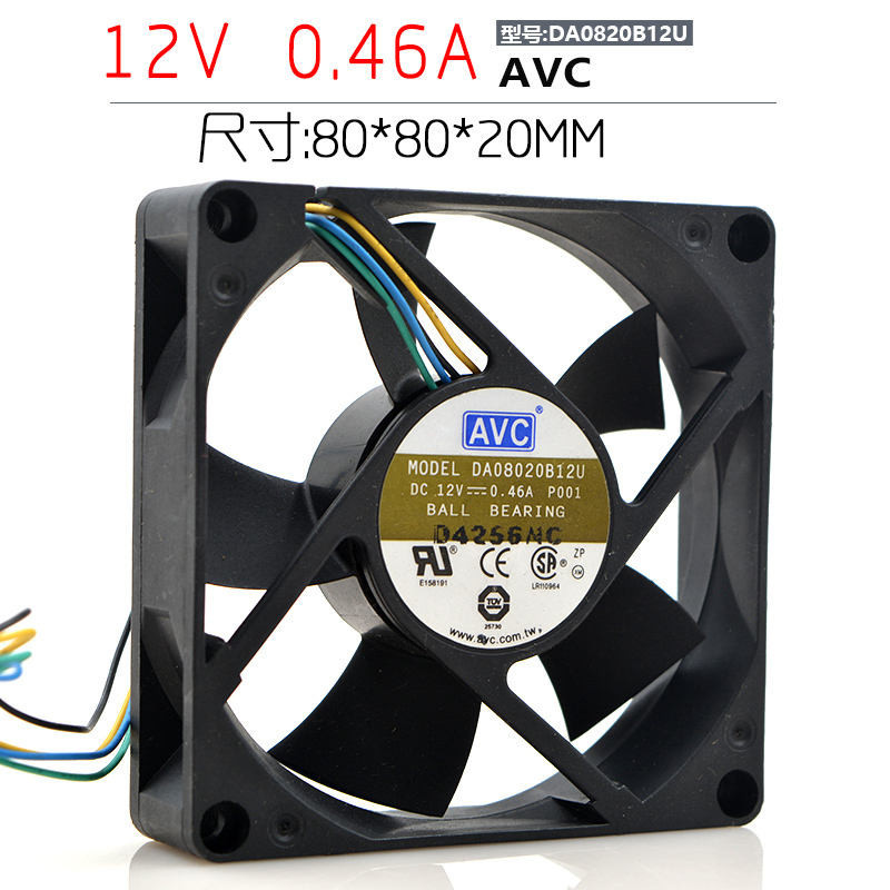 AVC DA0820B12U 12V 0.46A 8020 8 ซม. 4 สาย CPU AMD พัดลมระบายความร้อน