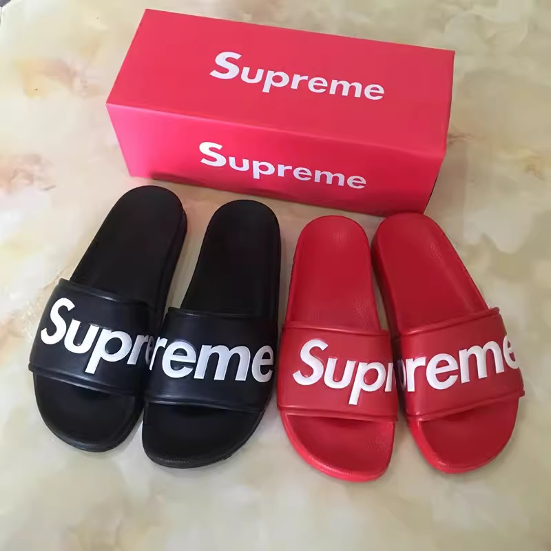 Supreme 2024 รองเท้าแตะใหม่สําหรับผู้ชายและผู้หญิงคู่เป็ดแมนดารินรองเท้าแตะชายหาดหนา soled Street แฟ