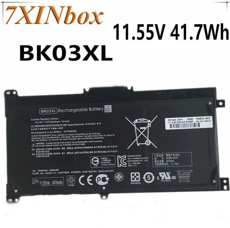 7XINbox 8 11.55V 41.7Wh ต้นฉบับ BK03XL แบตเตอรี่แล็ปท็อปสำหรับ HP H