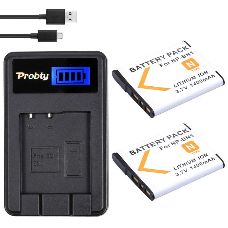 2Pcs f NP-BN1 NP BN1 Battery + LCD Charger for Sony Cyber-shot DSC-QX10 DSC-QX30 DSC-QX100 DSC-TF