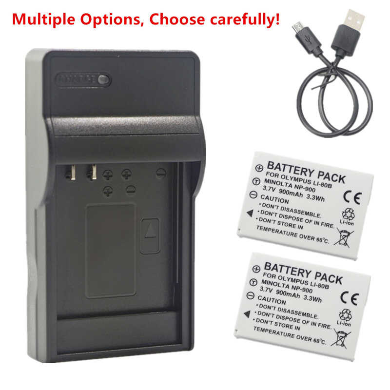 Li-80B 3 Battery or Charger for Olympus T-100 T-110 X-36 X-960 Konica Minolta NP-900 DiMAGE E40 E